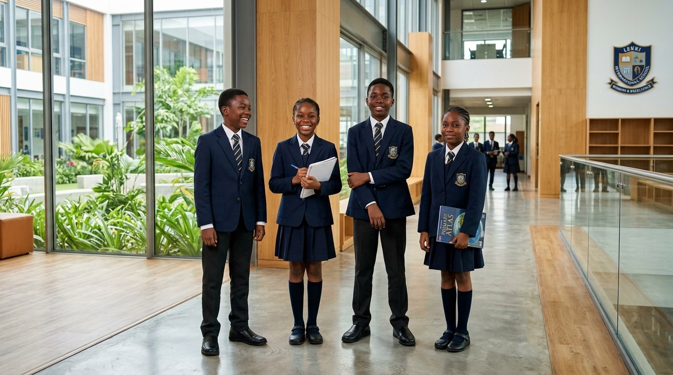 Nigerian schoolchildren in smart school uniforms